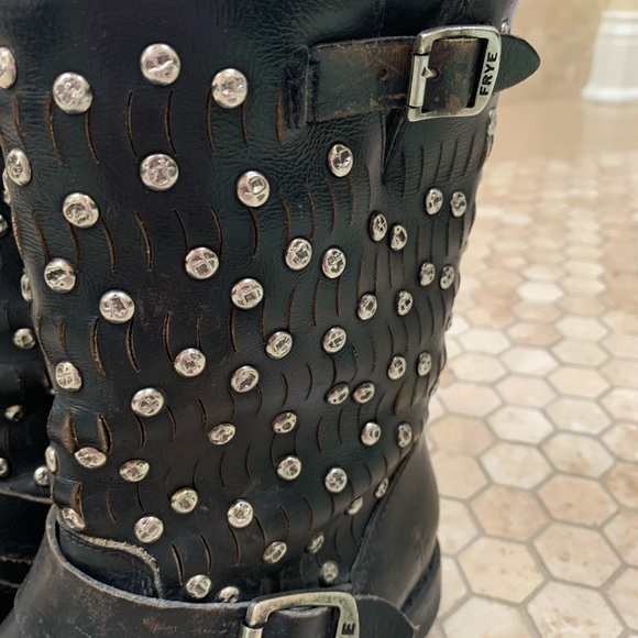 Frye Jenna stud Moto Biker boots - Picture 7 of 15